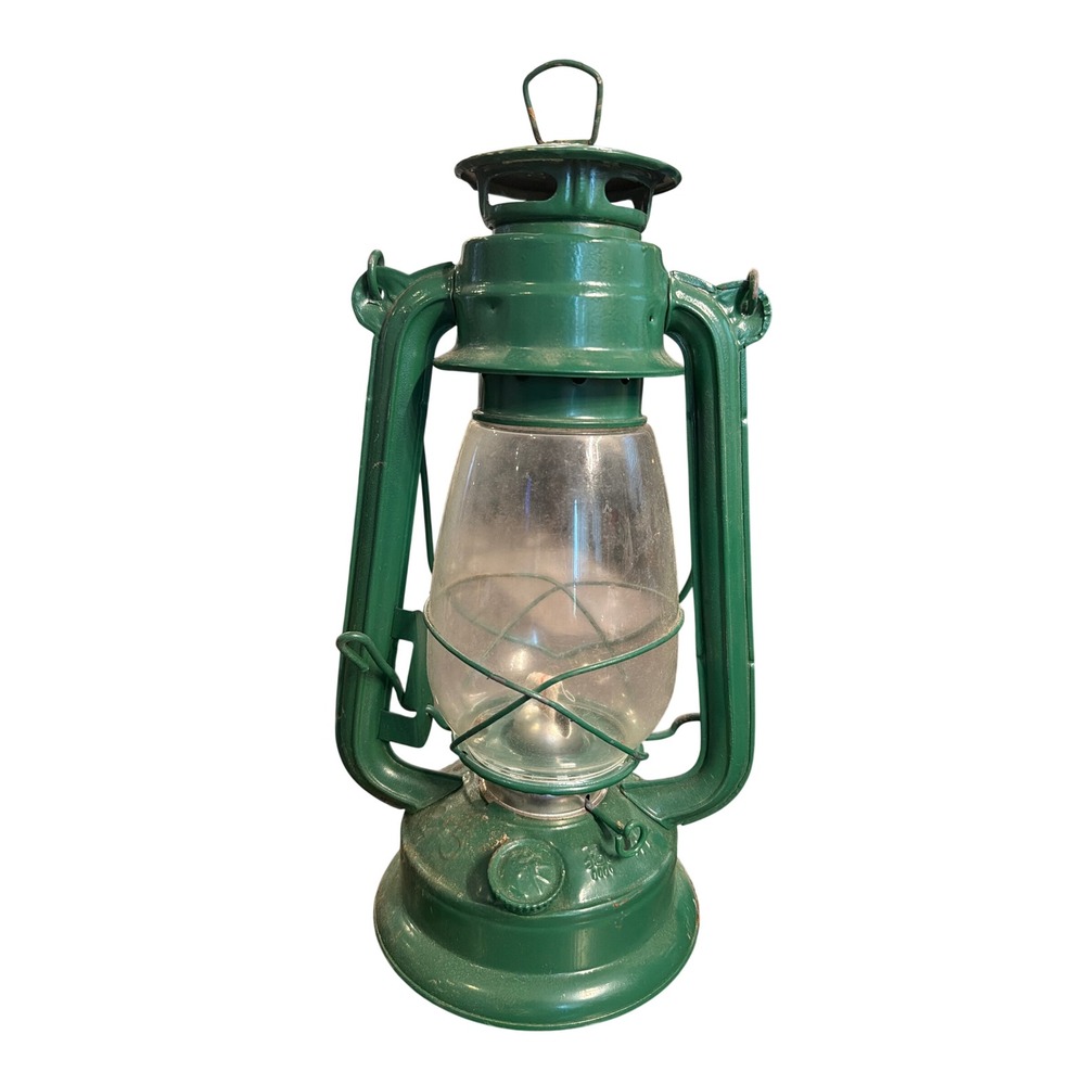 Vintage Swallow Brand No 215 Kerosene Lantern Green Hurricane Lamp Industrial
